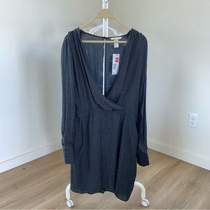 H&M Black on black jacquard silky mini dress - NWT